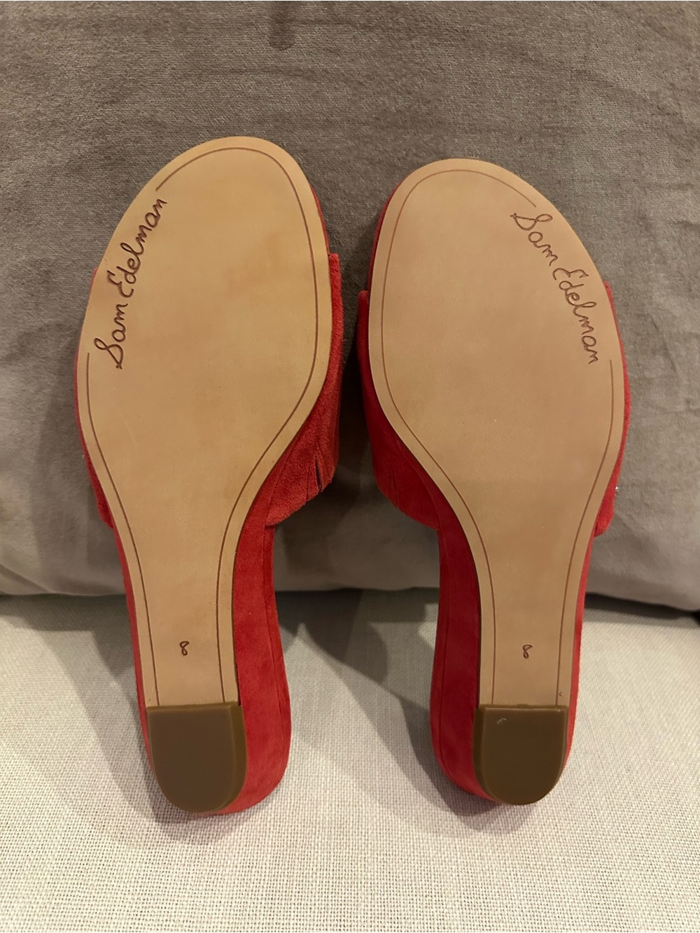 Sam Edelman Red Suede Slide Mules - Picture 5 of 7